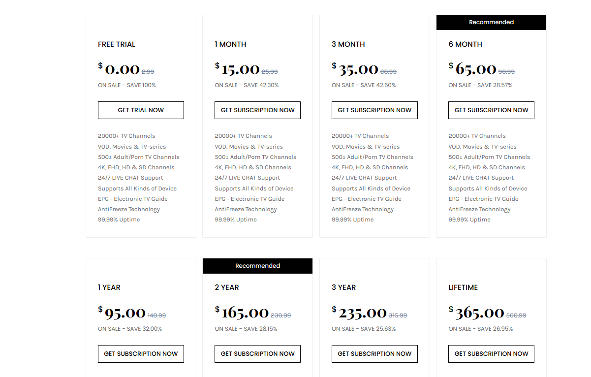ottocean IPTV price
