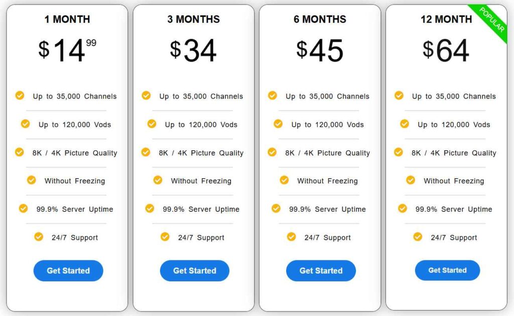 KILARIX IPTV Pricing