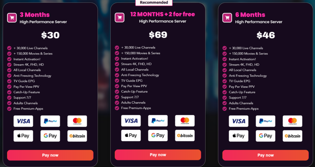 PeroTV IPTV Pricing