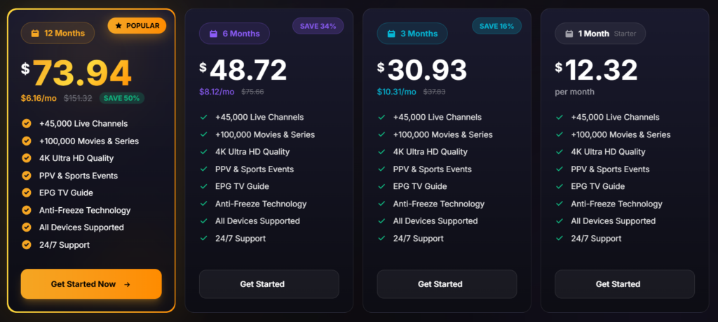 Stream4k IPTV Pricing