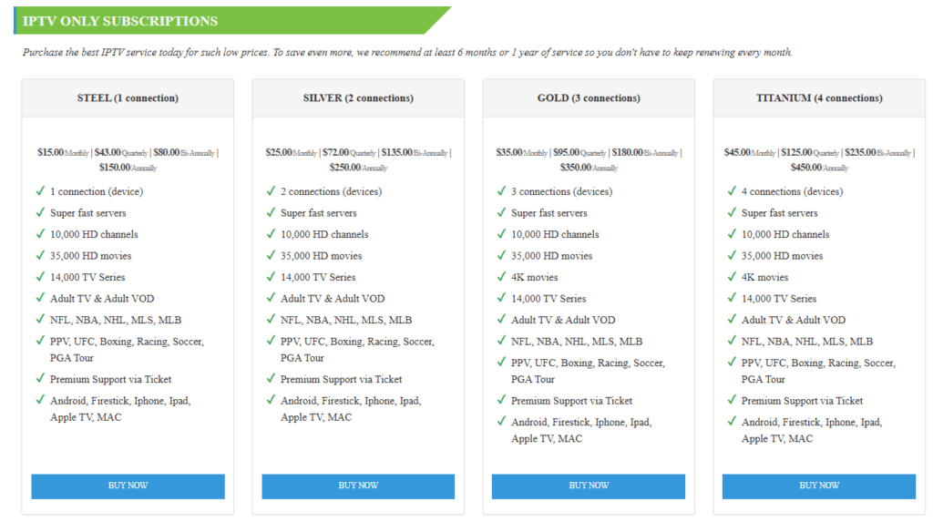 AREA69IPTV Pricing