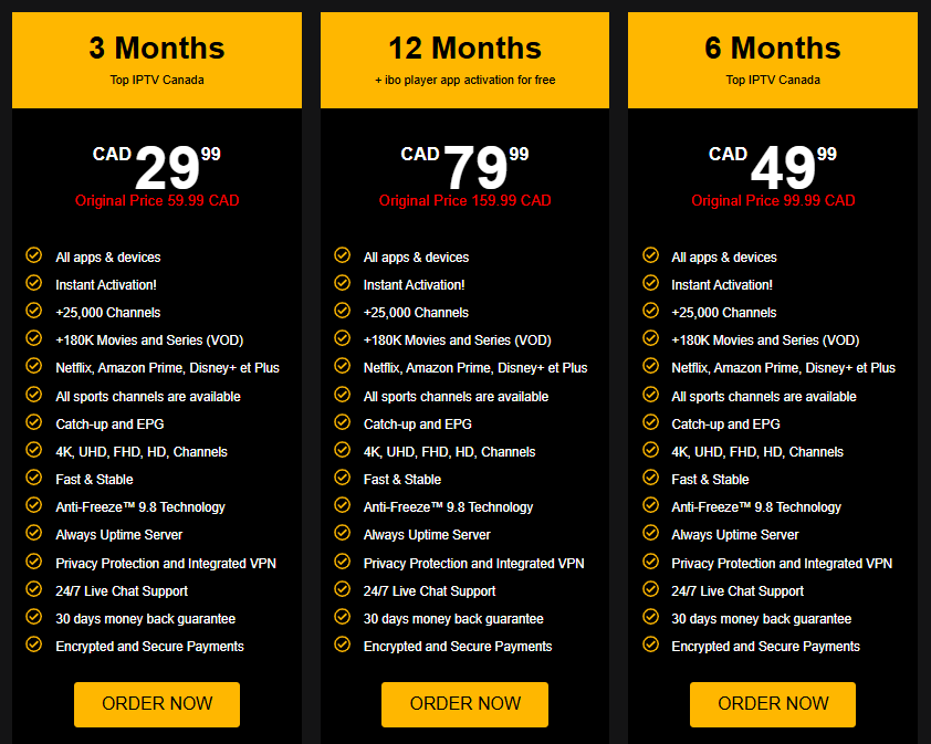 XCIPTV Canada Pricing